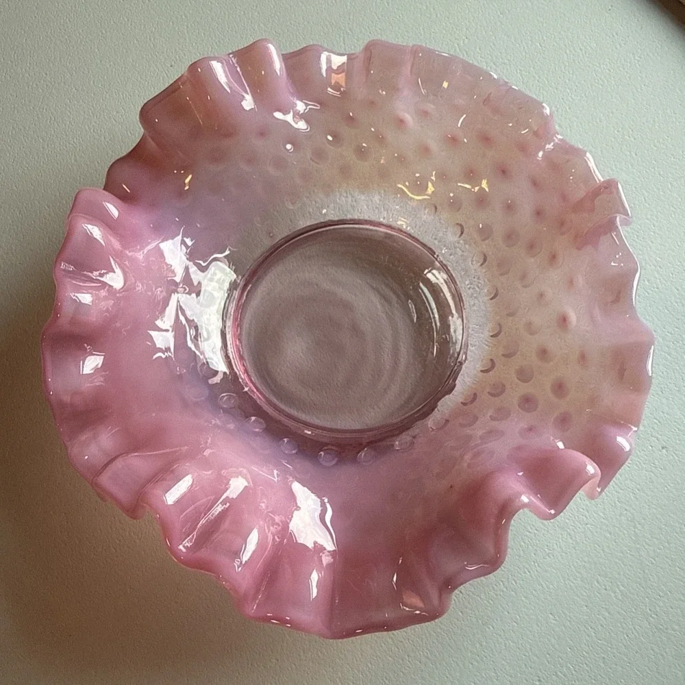 VTG Fenton Ruffled Edge Cranberry Opalescent 6